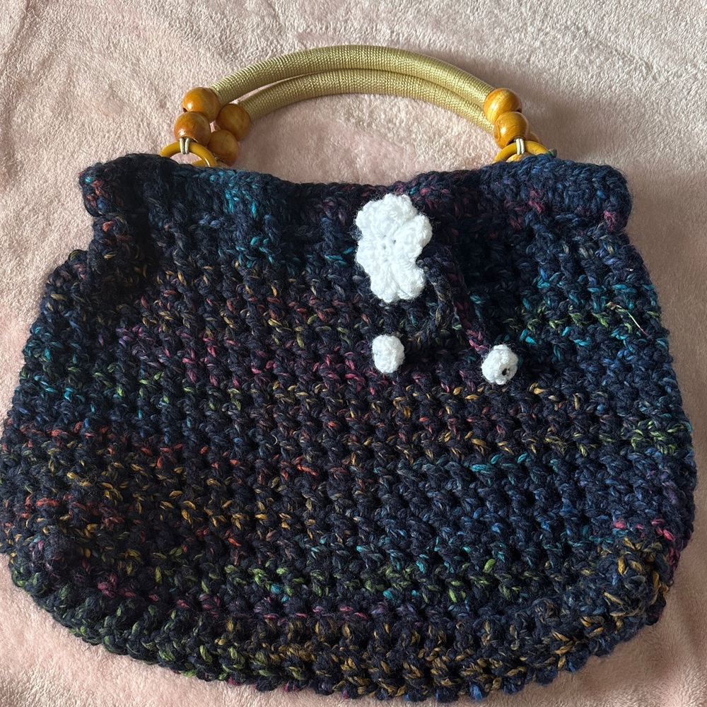 Crochet bag dark blue